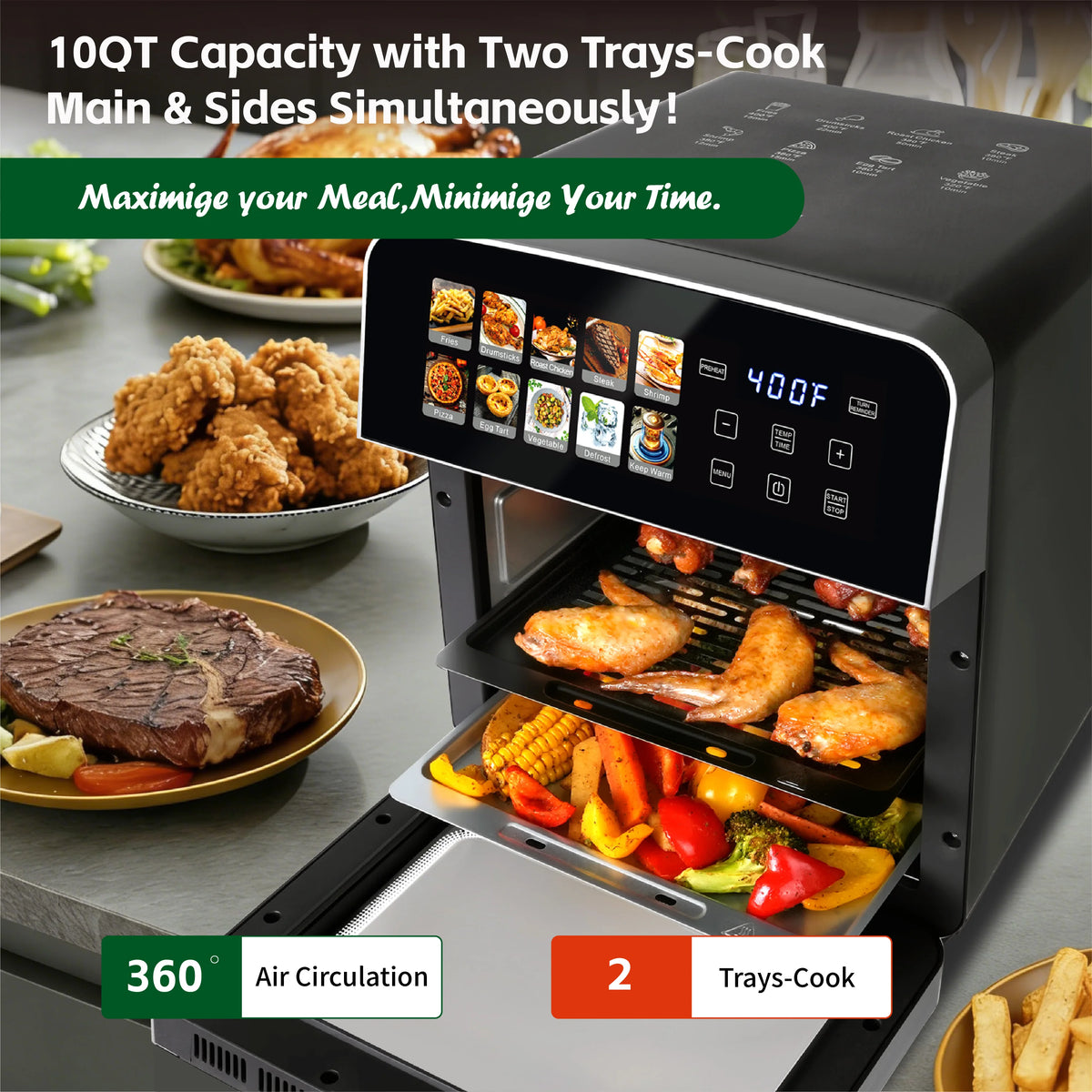 Air Fryer Toaster Oven Combo With Multiple Cooking Presets