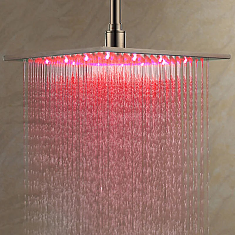 Rozin Brass Square LED Rainfall Shower Head Fixture
