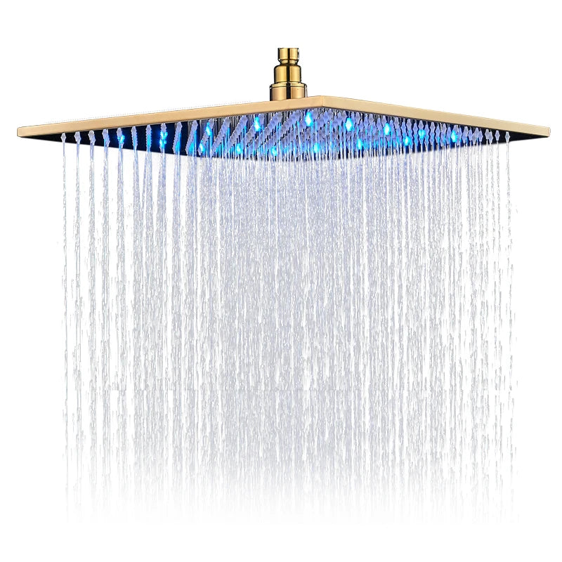 Rozin Brass Square LED Rainfall Shower Head Fixture
