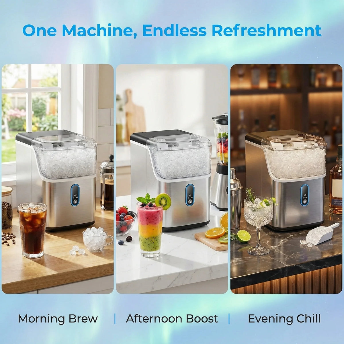 PHILERGO Countertop Nugget Ice Maker With Self Cleaning Function