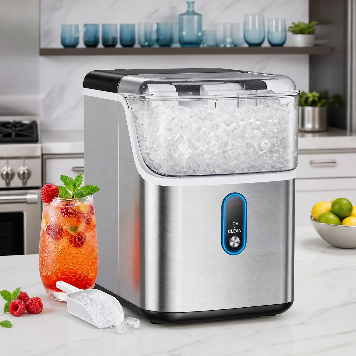 PHILERGO Countertop Nugget Ice Maker With Self Cleaning Function