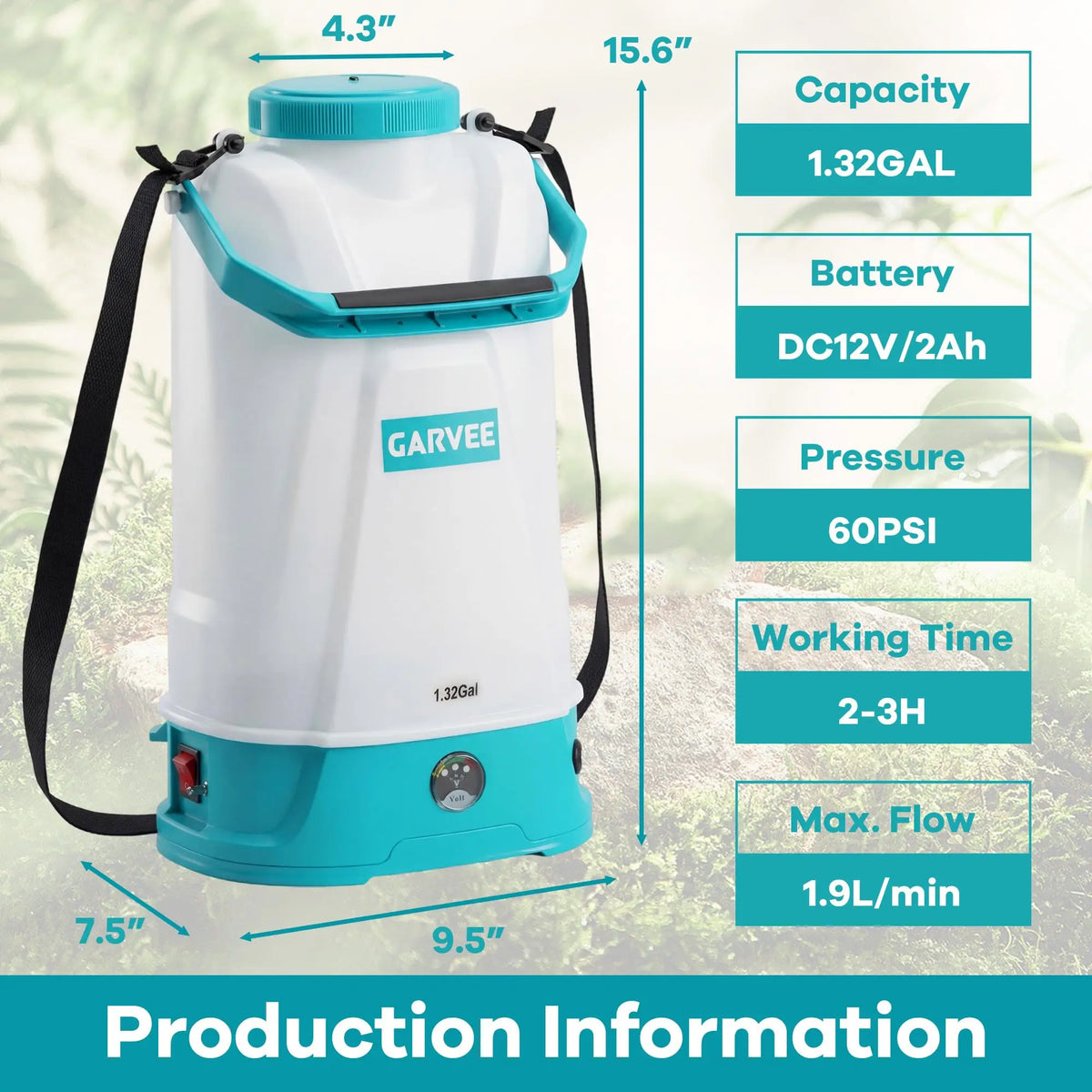 HiMISS Electric Backpack Garden Sprayer With 0 To 60 PSI