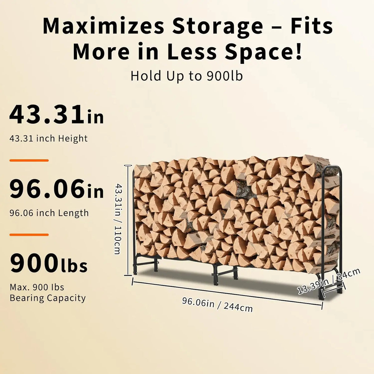 Garvee Heavy Duty Firewood Rack With Waterproof Protective Cover