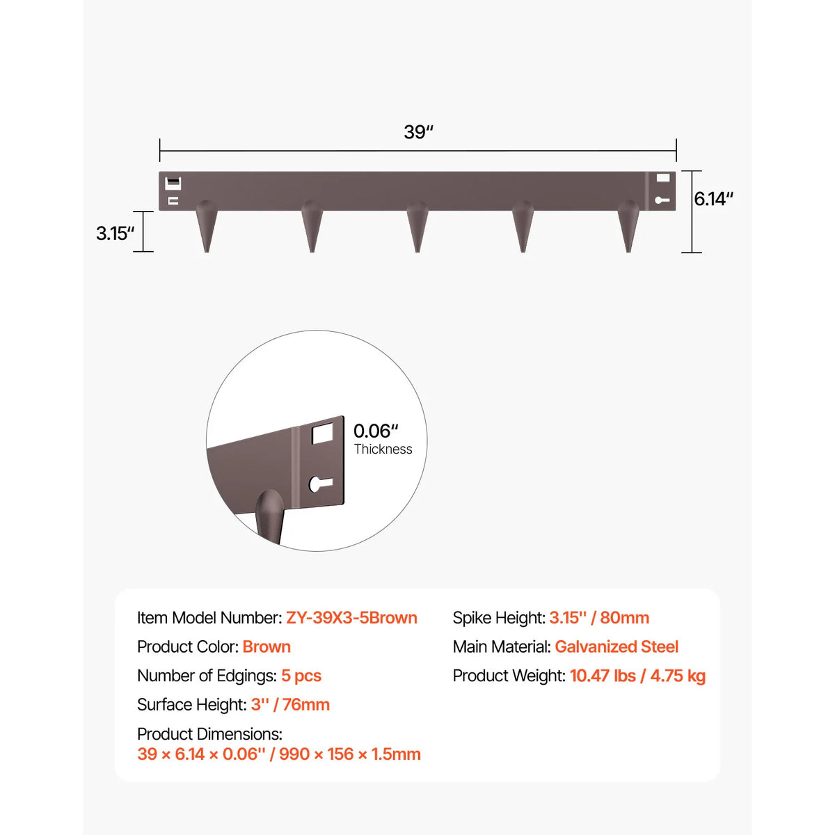 VEVOR Steel Landscape Edging Rust-Resistant Metal Landscape Edging Bendable Garden Edging Border Flower Bed Yard Pathway Divider
