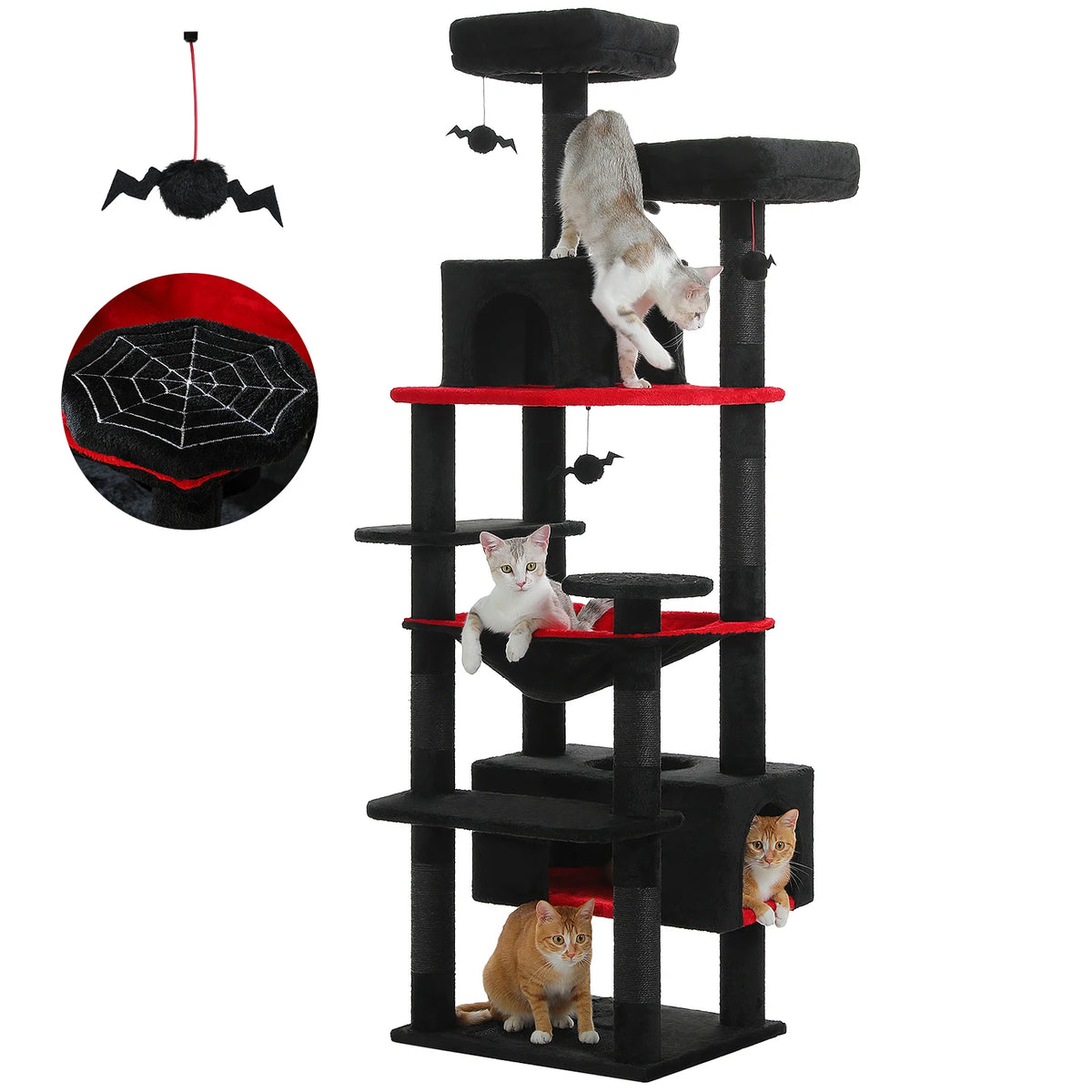 PEQULTI Multi-Level Cat Tree Tower With Scratching Posts And Hammock