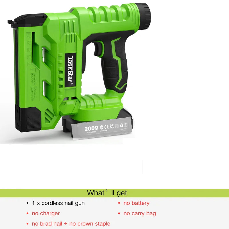 TaskStar Electric Nailing Gun 2-in-1 Cordless Nailer with 2000mAh Batteries LED Light Brushless Nail Gun for Wood Home