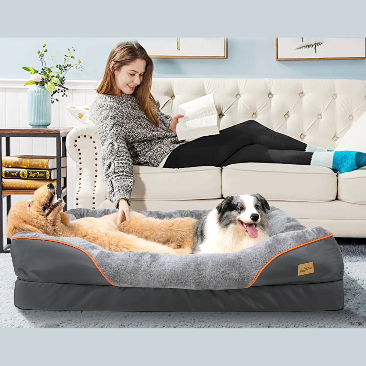 BINGOPAW Waterproof Washable Dog Bed With Removable Soft Fleece Cover
