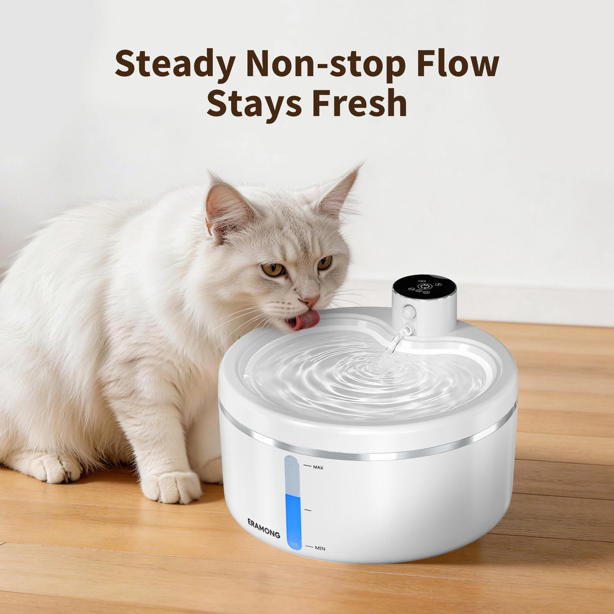 ERAMONG Wireless Cat Water Fountain With Quiet Auto Sensor