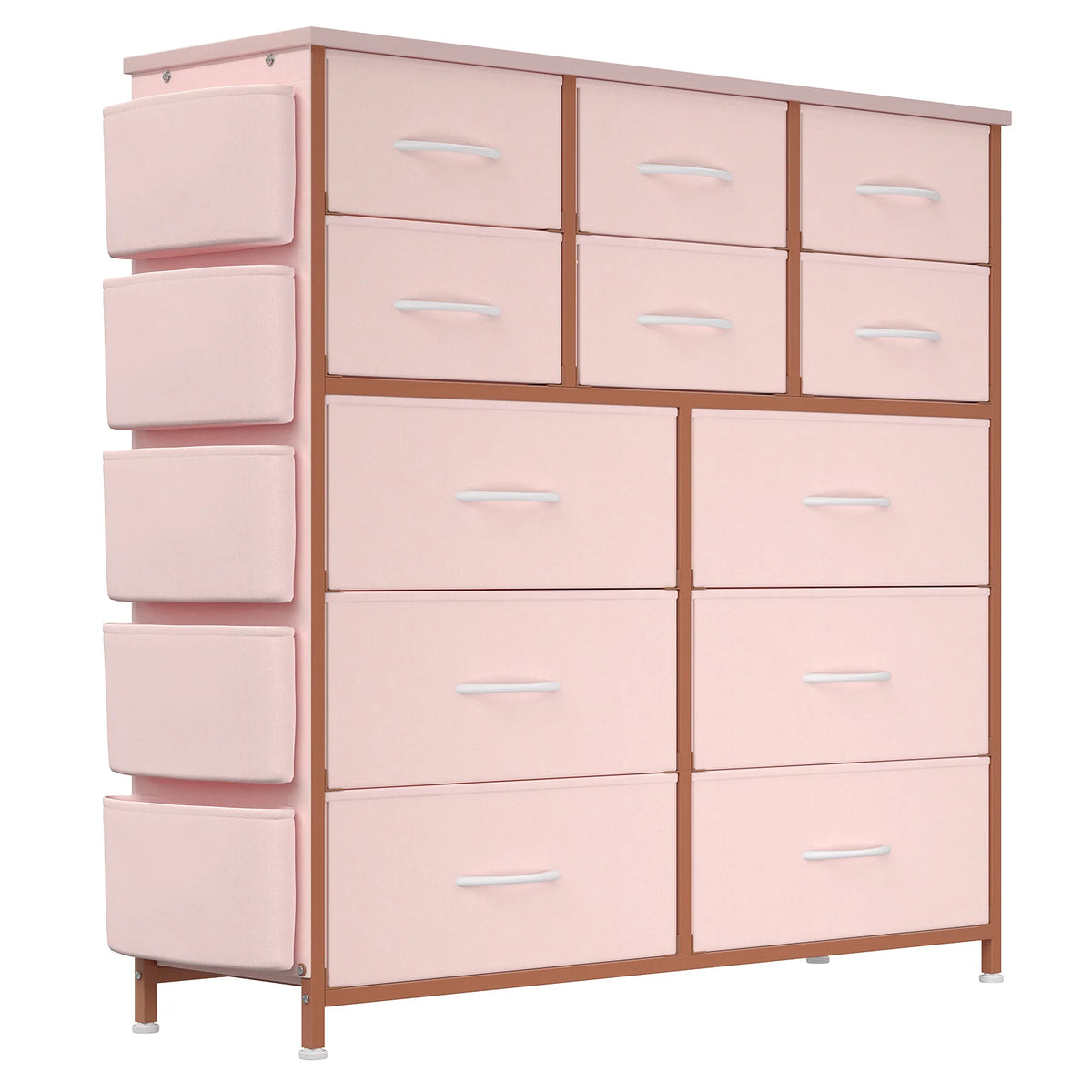 HiMISS 12 Drawer Fabric Storage Dresser With Metal Frame / Wood Top