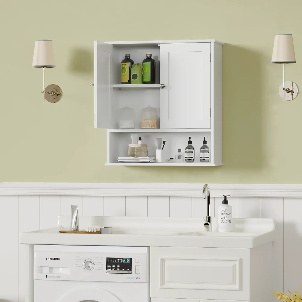 Wall Mounted Bathroom Cabinet With Adjustable Shelves And Doors