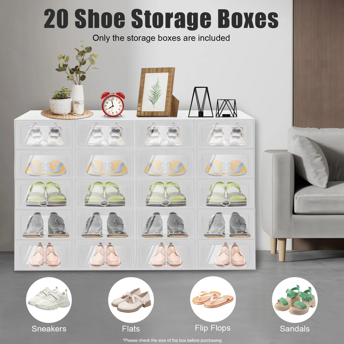Bymaocar Stackable Transparent Shoe Storage Boxes for Closet Organization