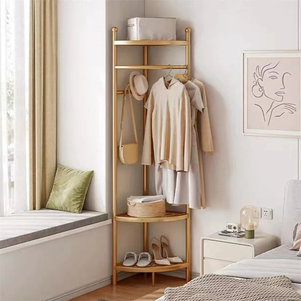 Freestanding Metal Coat Rack With Storage Shelf For Entryway