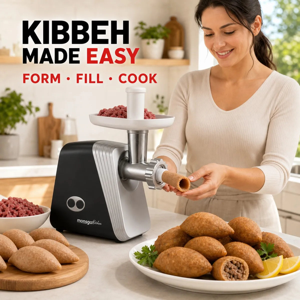 erabros G100 Electric Meat Grinder With Sausage Stuffer Attachments