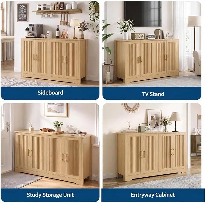 GiggleZone Fluted Sideboard Buffet Cabinet for Dining Room Storage