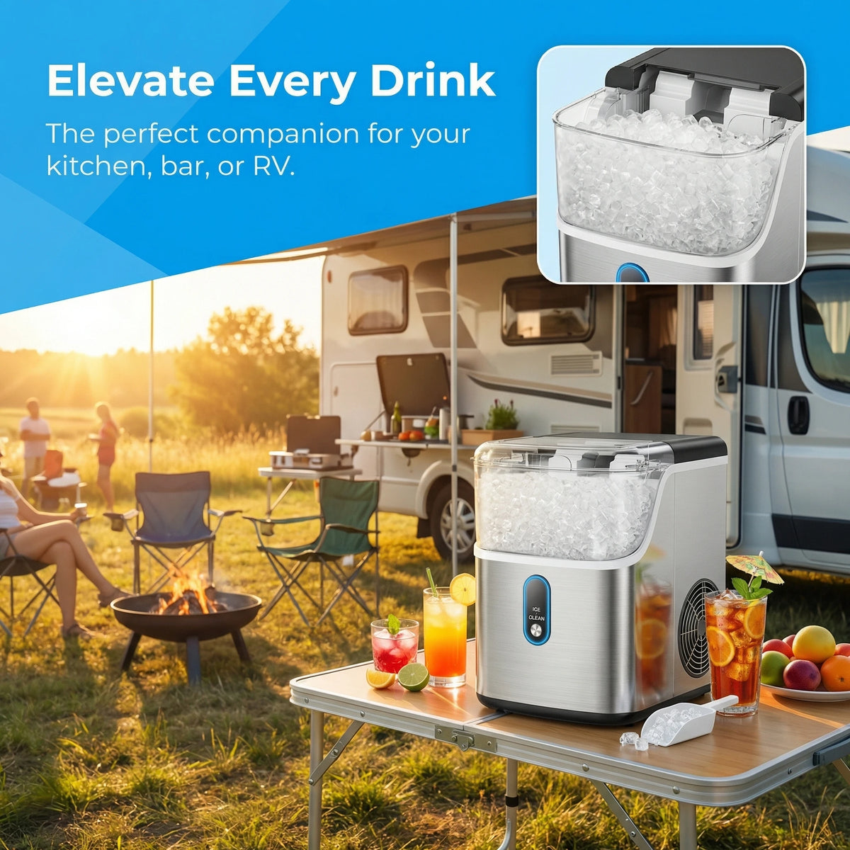 PHILERGO Countertop Nugget Ice Maker With Self Cleaning Function