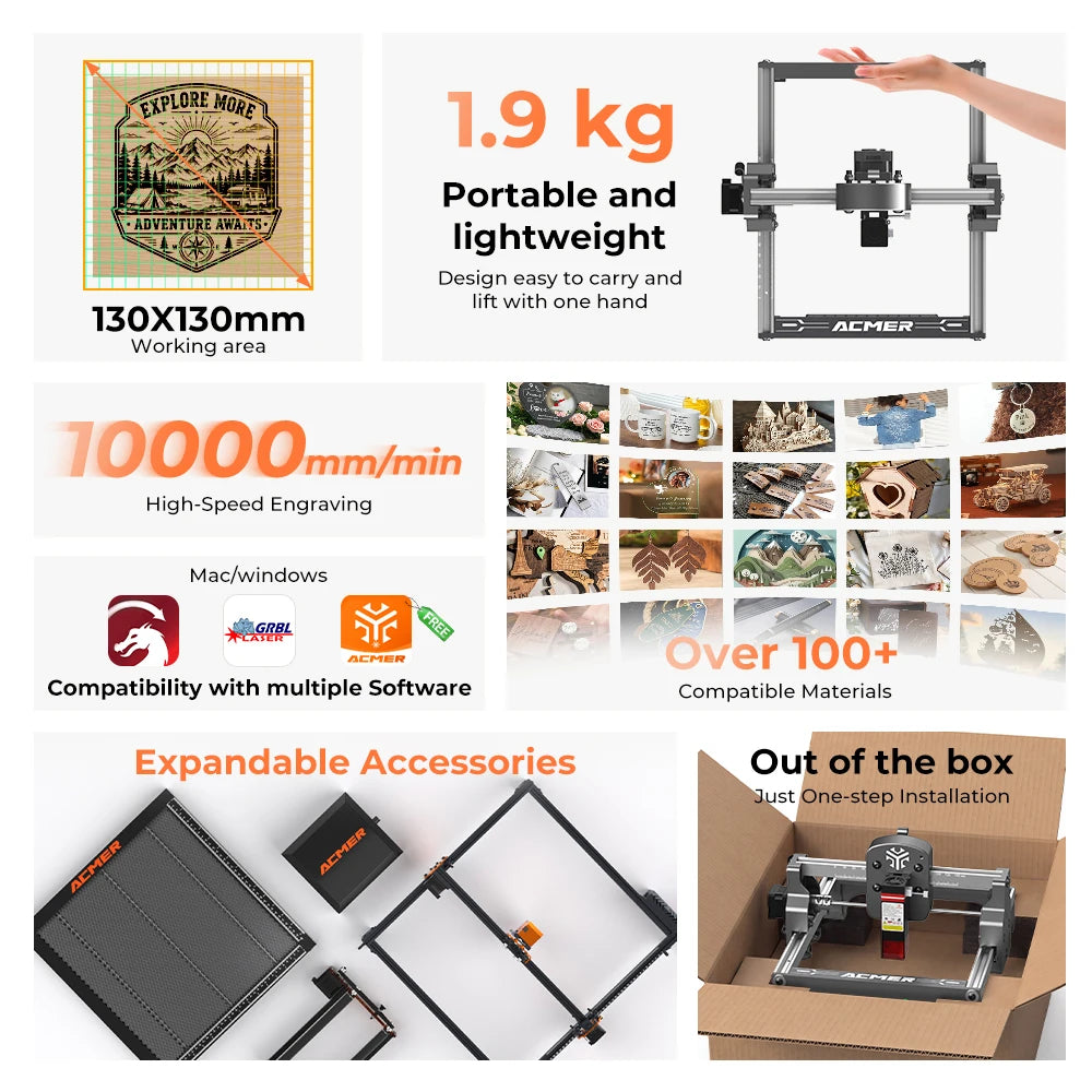 ACMER Portable Laser Engraver and CNC Router for DIY Projects
