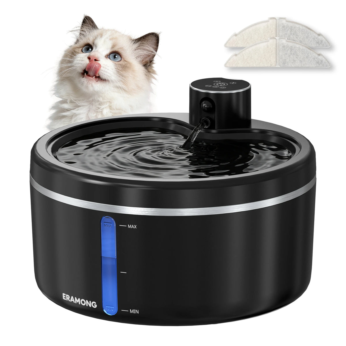 ERAMONG Wireless Cat Water Fountain With Quiet Auto Sensor