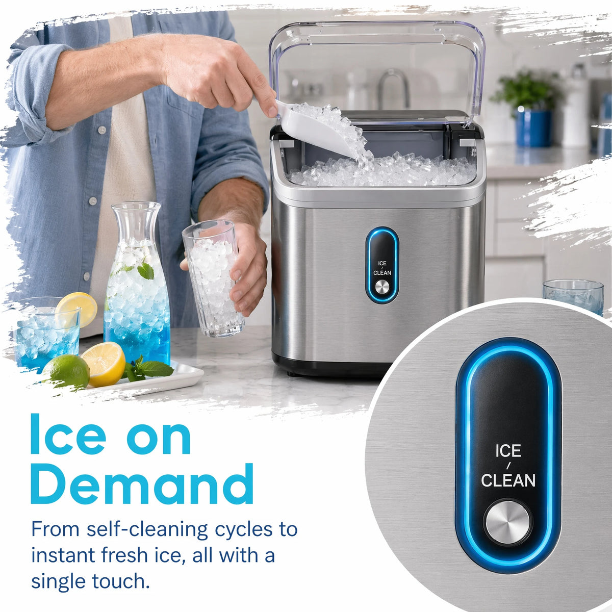 PHILERGO Countertop Nugget Ice Maker With Self Cleaning Function
