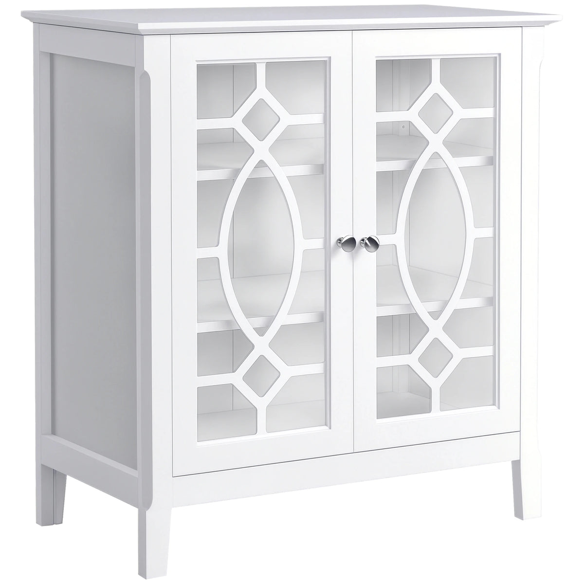 HOMCOM Sideboard Buffet Cabinet With Glass Doors And Adjustable Shelves