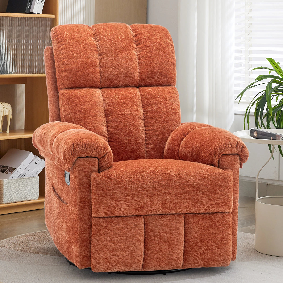 KORSER Swivel Rocker Recliner Chair with Side Pockets for Comfort