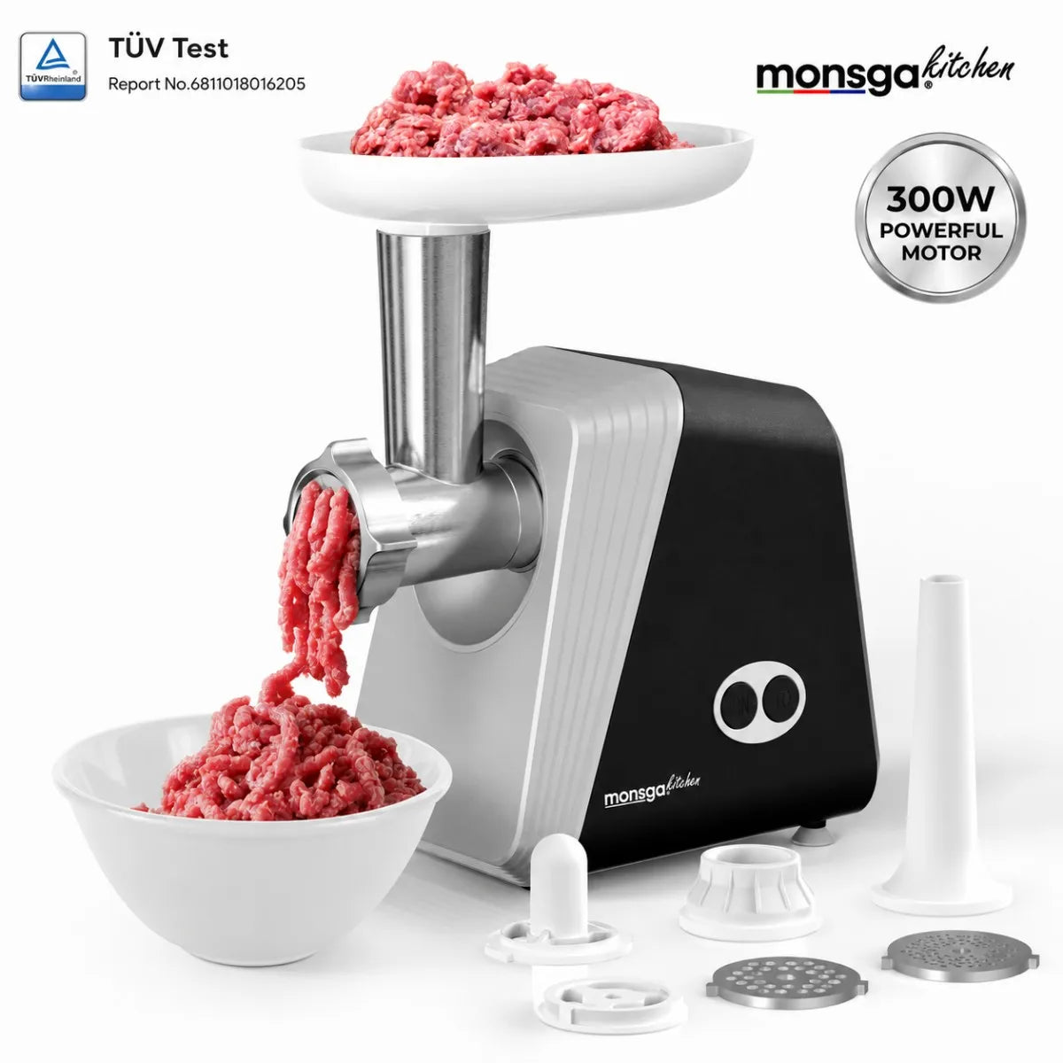 erabros G100 Electric Meat Grinder With Sausage Stuffer Attachments