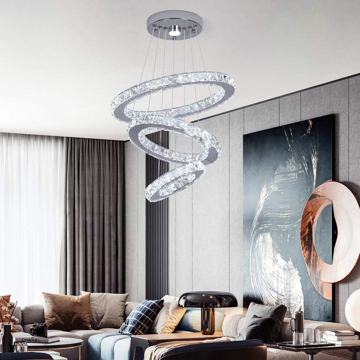 Vinilky Crystal LED Pendant Chandelier With Remote Control