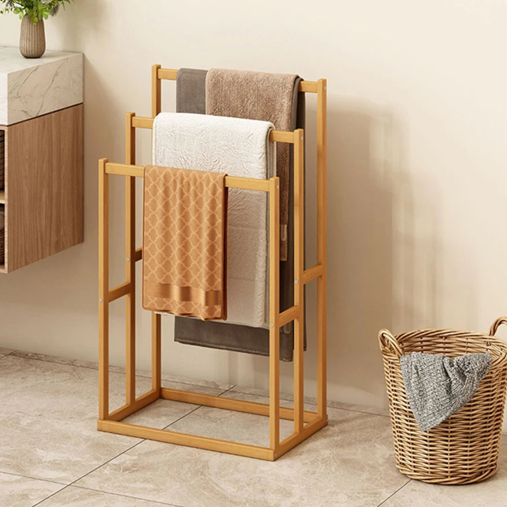 Three Tier Freestanding Towel Rack With Three Hanging Crossbars