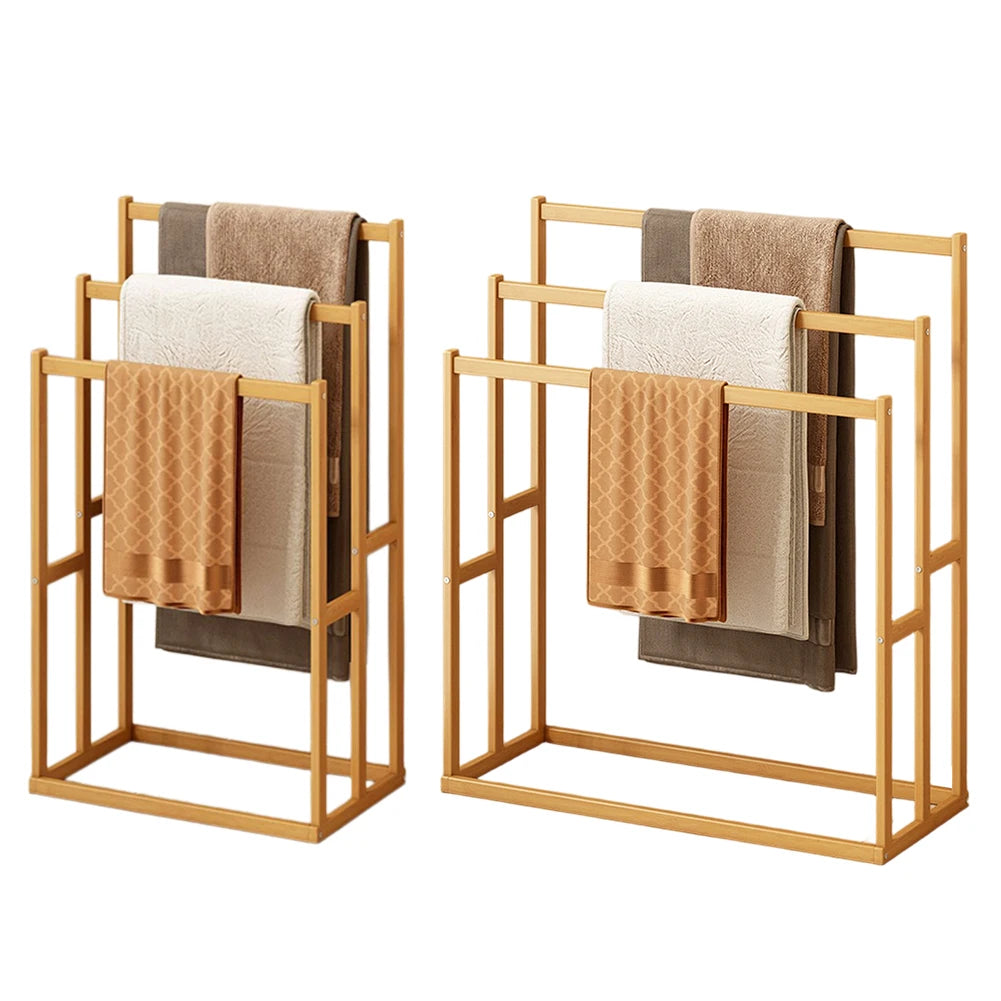 Three Tier Freestanding Towel Rack With Three Hanging Crossbars