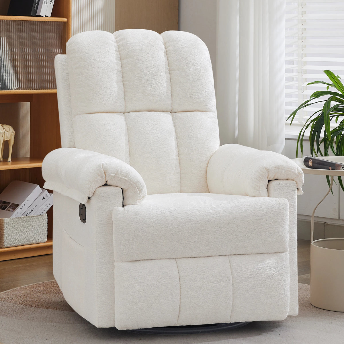 KORSER Swivel Rocker Recliner Chair with Side Pockets for Comfort
