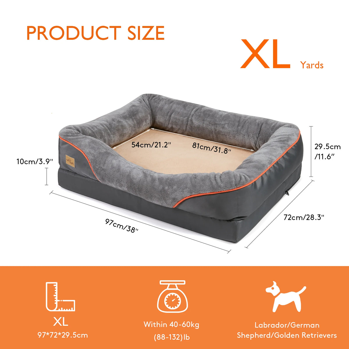 BINGOPAW Waterproof Washable Dog Bed With Removable Soft Fleece Cover