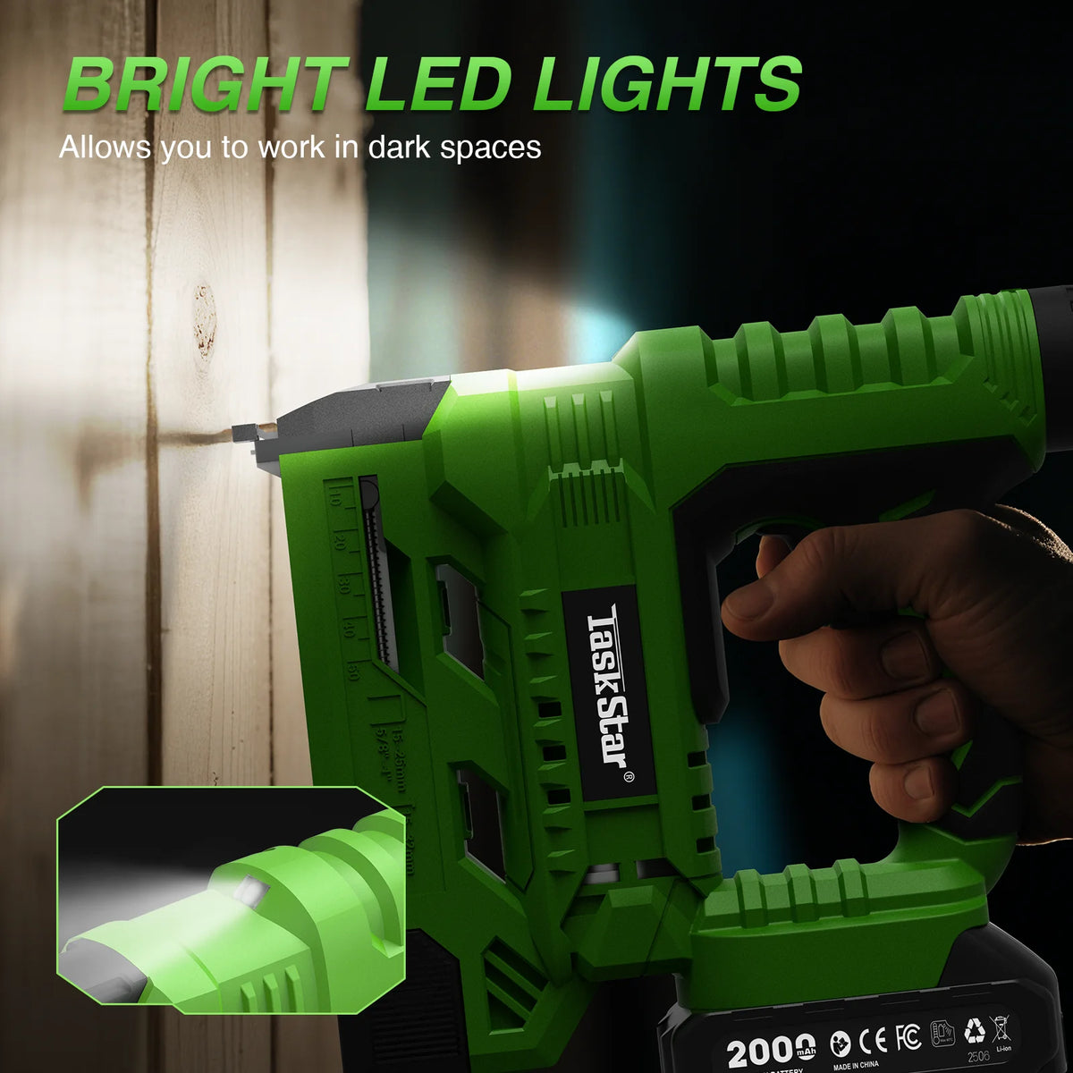 TaskStar Electric Nailing Gun 2-in-1 Cordless Nailer with 2000mAh Batteries LED Light Brushless Nail Gun for Wood Home