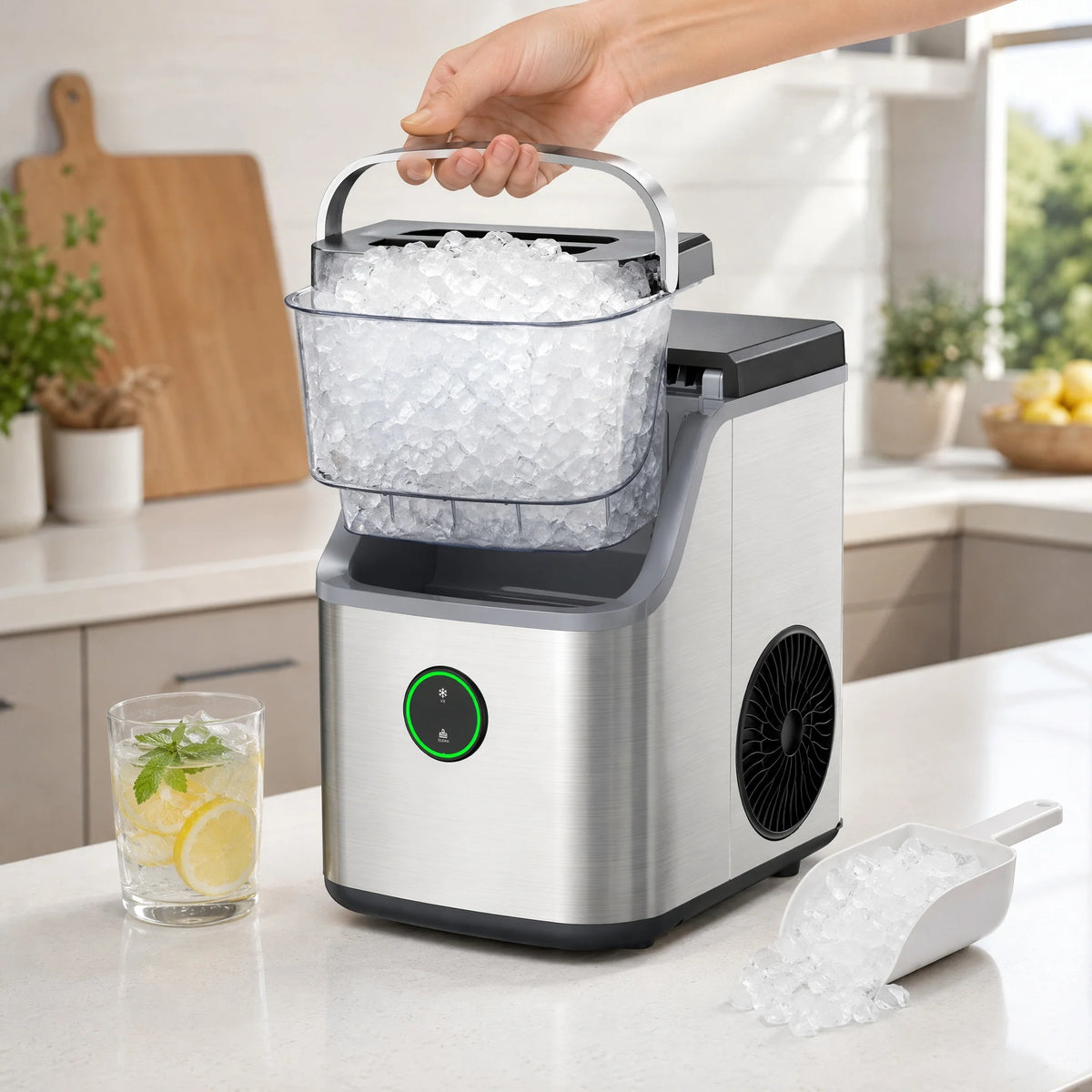PHILERGO Countertop Nugget Ice Maker With Quiet Self Cleaning