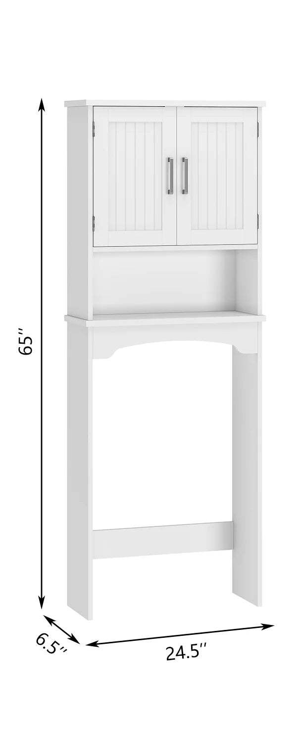 HiMISS Over Toilet Cabinet with Double Doors and Open Shelf