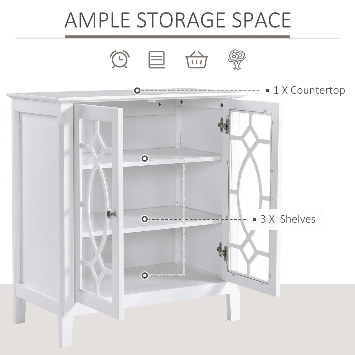 HOMCOM Sideboard Buffet Cabinet With Glass Doors And Adjustable Shelves
