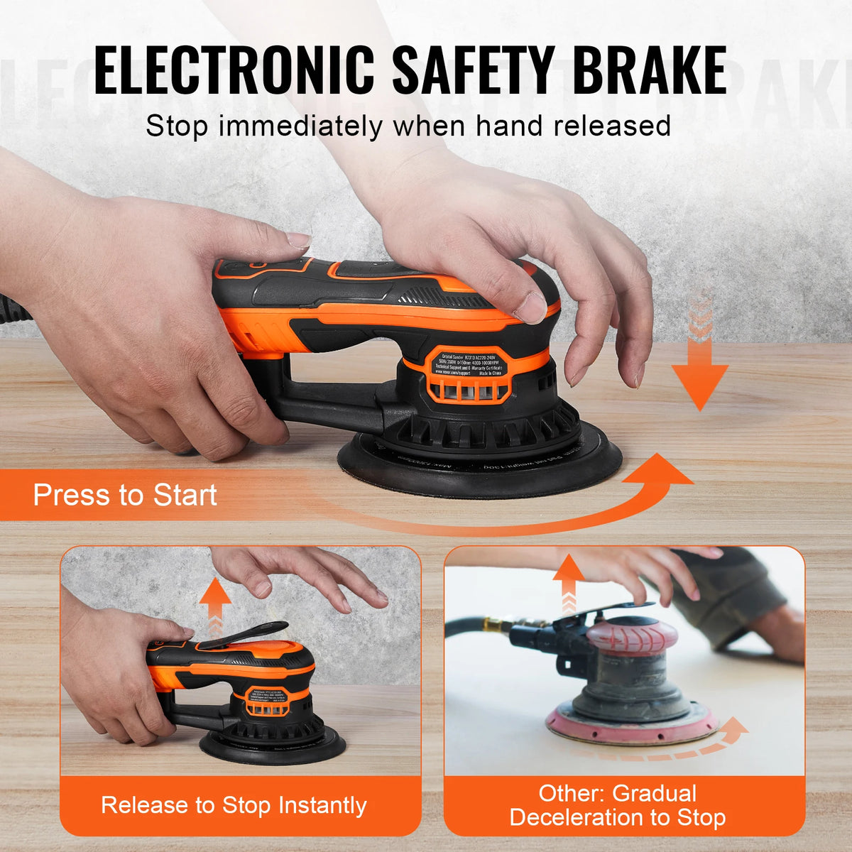 SucceBuy Brushless Random Orbital Sander for Woodworking and Detail Sanding
