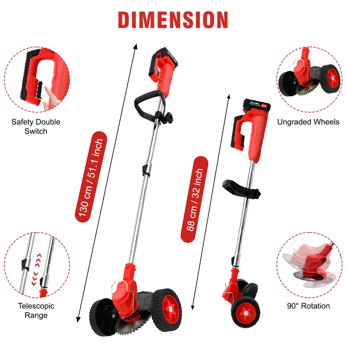 Cordless Electric Grass Trimmer Brush Cutter And Lawn Edger
