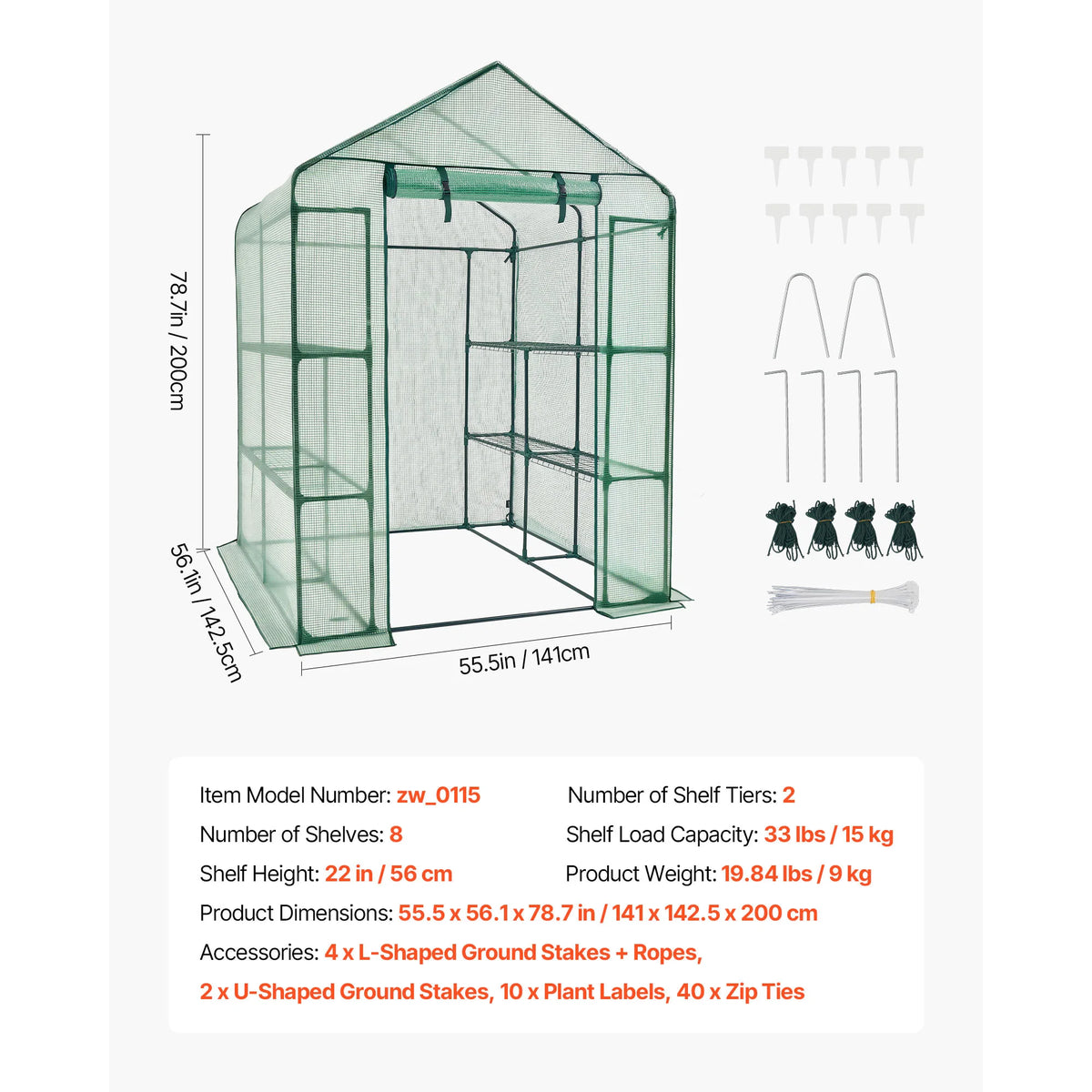 SucceBuy Walk-in Green House Greenhouse with Shelves High Strength PE Cover with Doors & Windows and Steel Frame for Planting