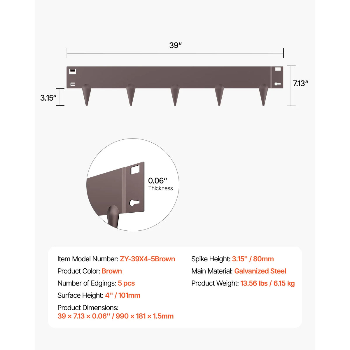 VEVOR Steel Landscape Edging Rust-Resistant Metal Landscape Edging Bendable Garden Edging Border Flower Bed Yard Pathway Divider