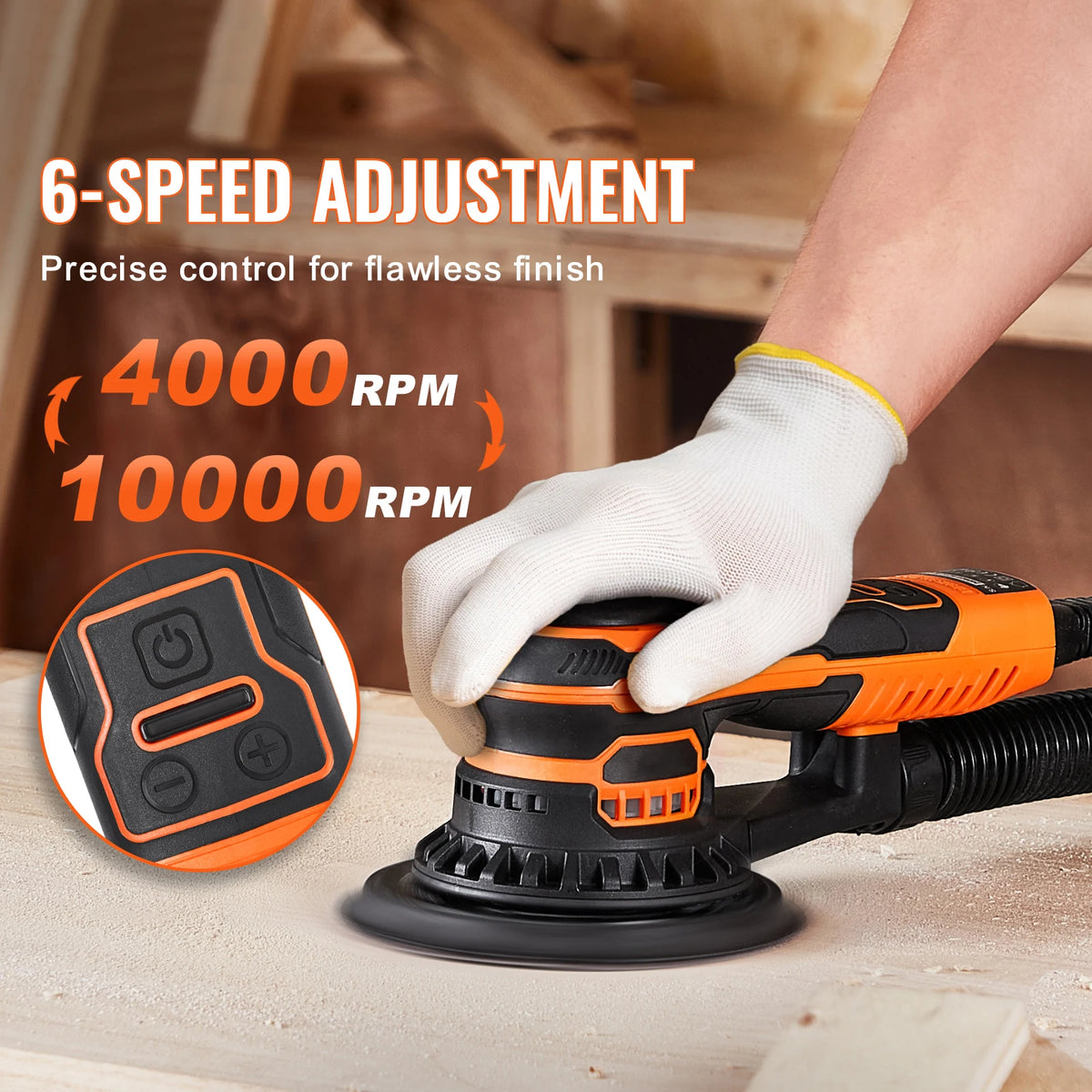 SucceBuy Brushless Random Orbital Sander for Woodworking and Detail Sanding