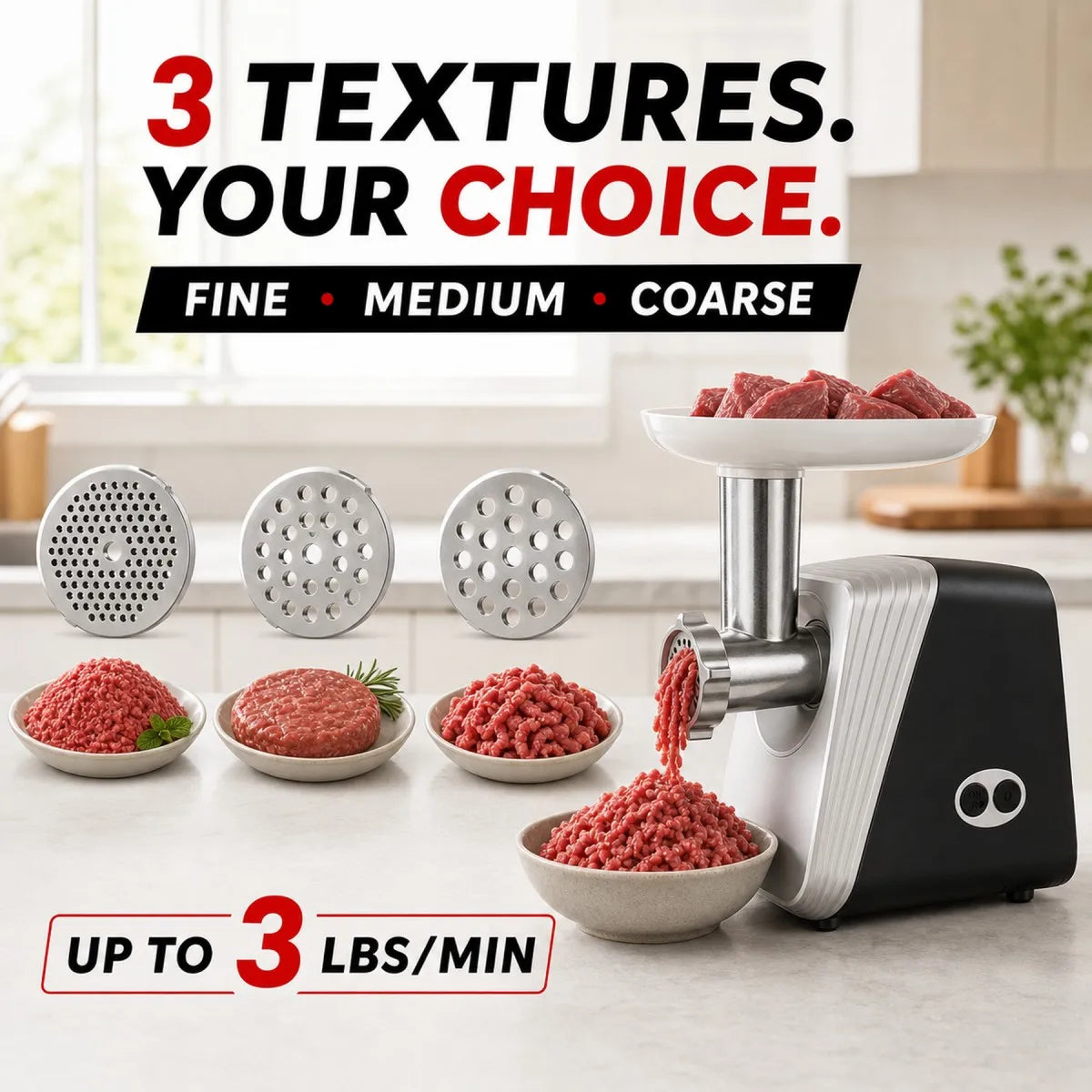 erabros G100 Electric Meat Grinder With Sausage Stuffer Attachments