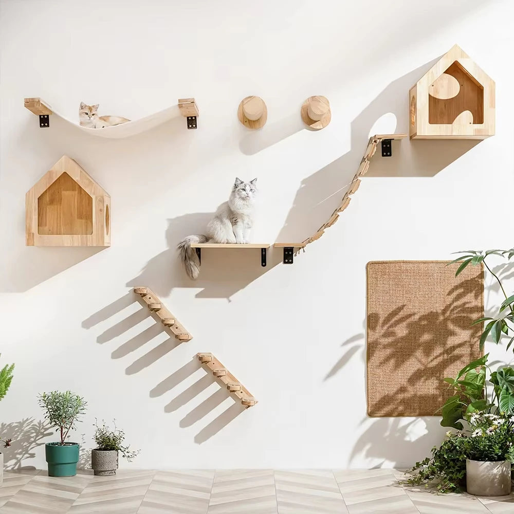 CWV Cat Wall Climbing Shelf With Sisal Scratching Post