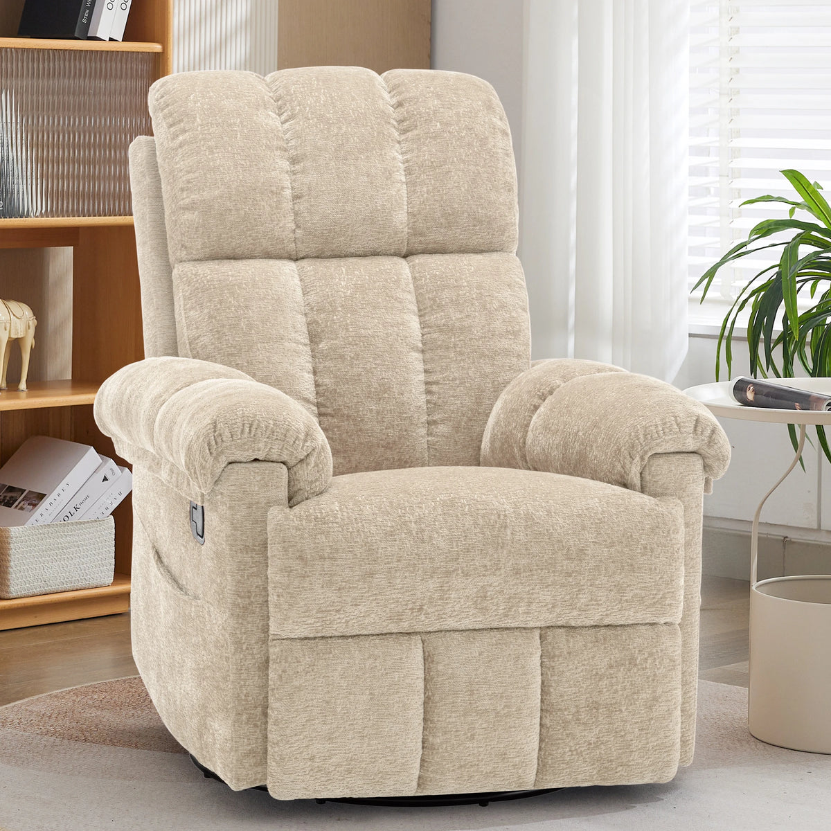 KORSER Swivel Rocker Recliner Chair with Side Pockets for Comfort