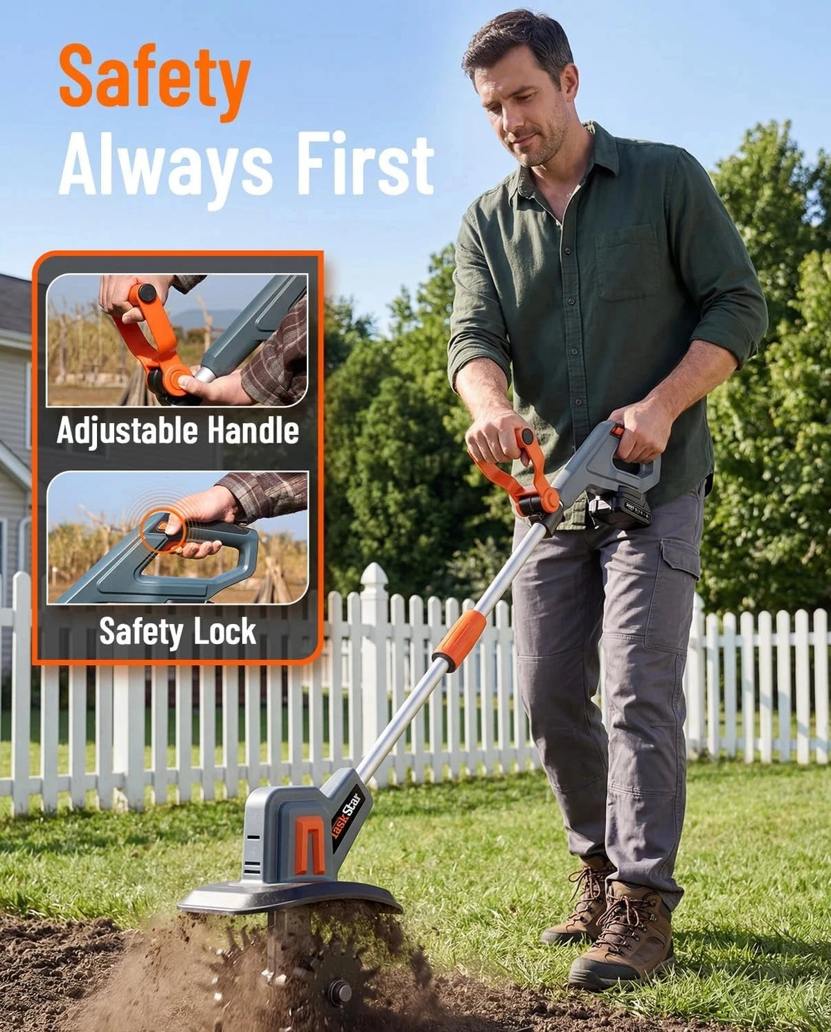 TaskStar Cordless Electric Garden Tiller Cultivator Soil Turning Tool