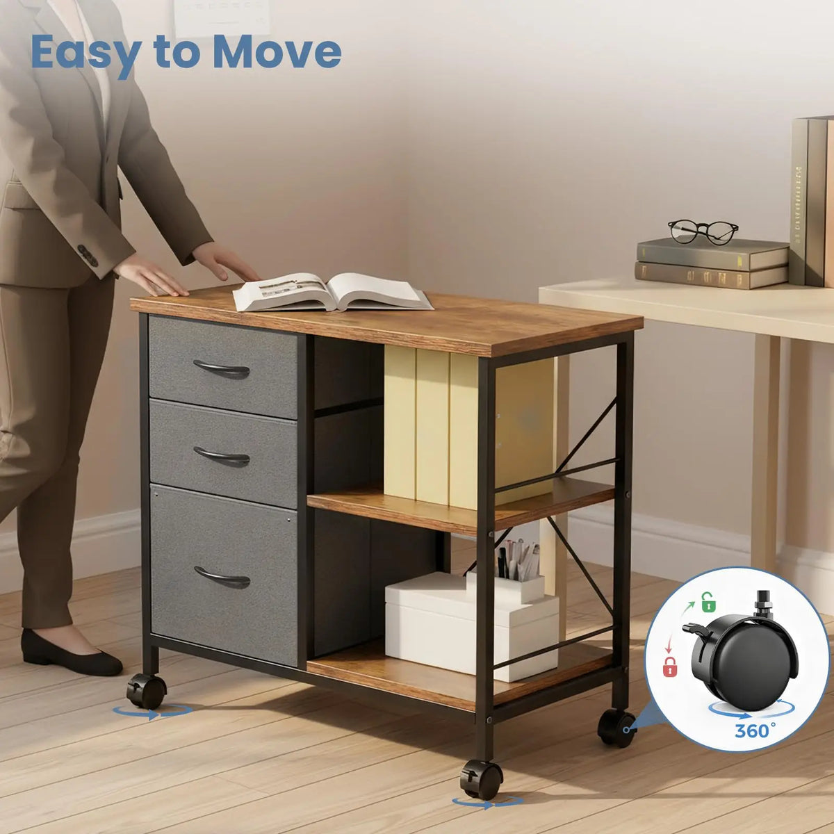MCQ Modern Fabric Drawer Storage Cabinet With Steel Frame