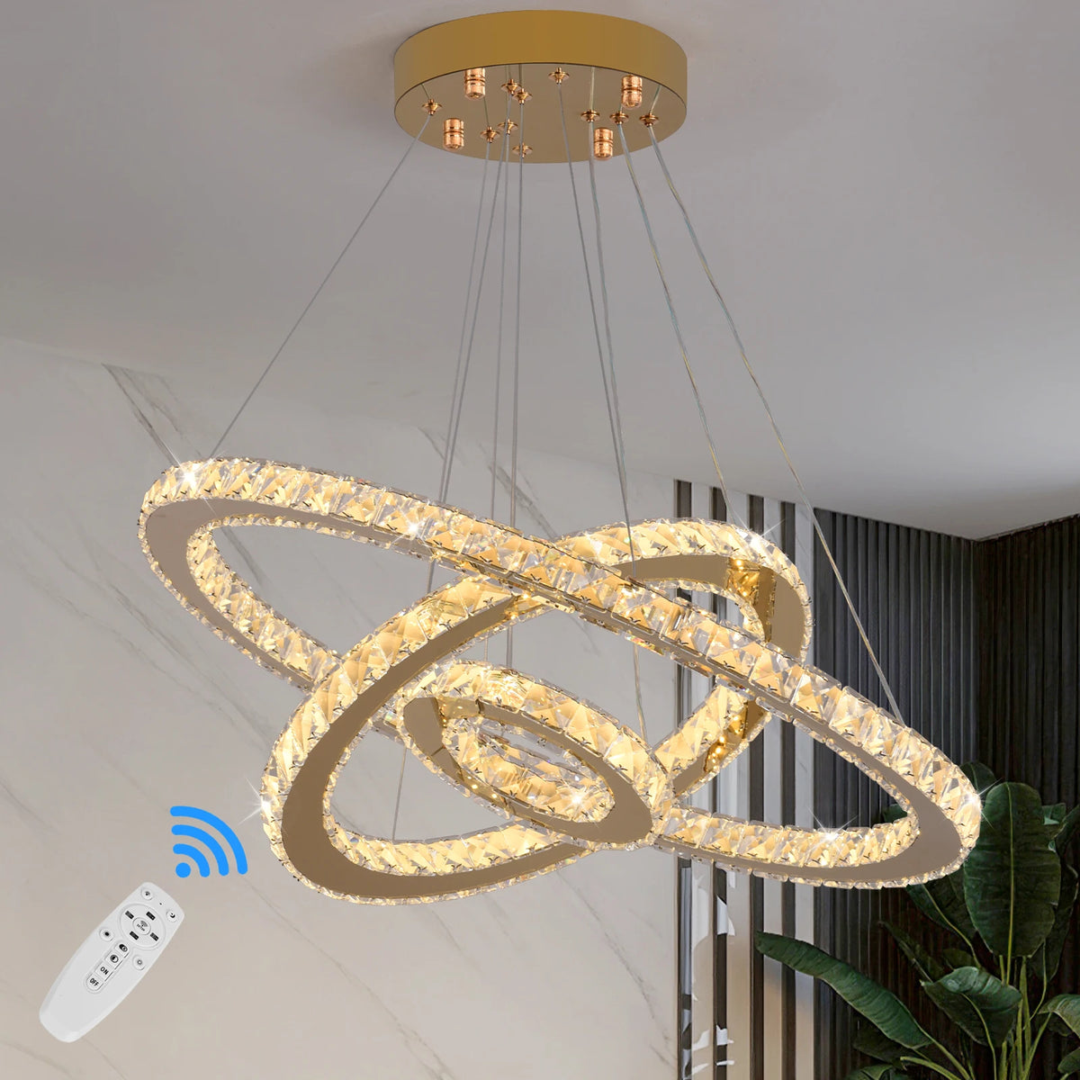 Vinilky Crystal LED Pendant Chandelier With Remote Control