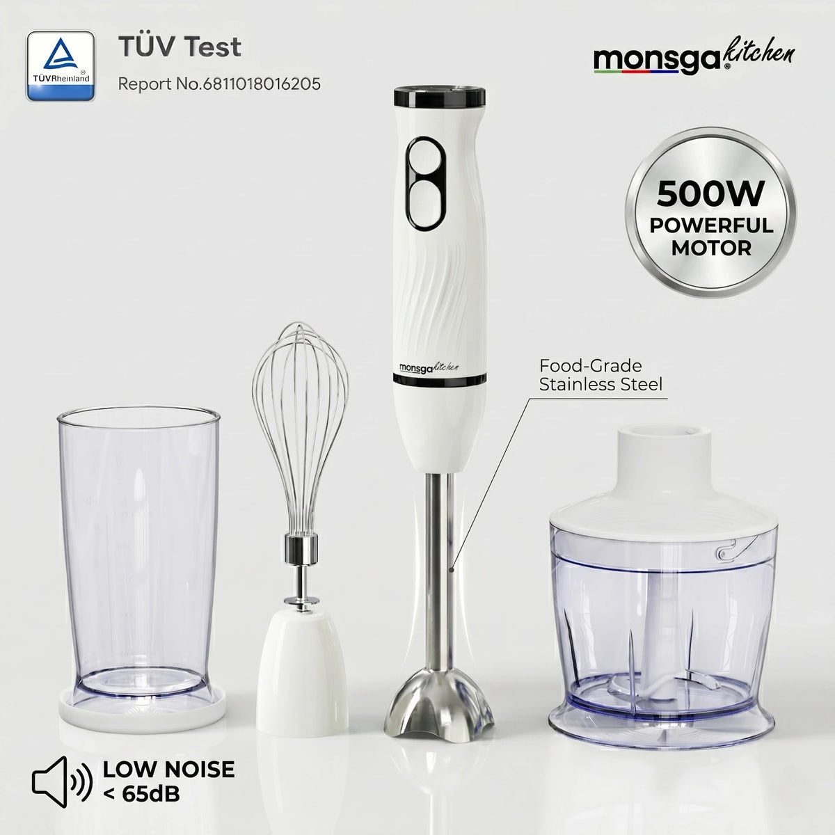MONSGA 4 In 1 Electric Immersion Hand Blender With Accessories