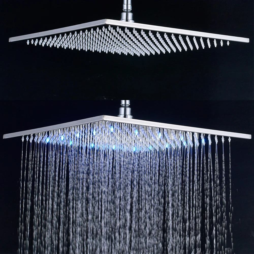 Rozin Brass Square LED Rainfall Shower Head Fixture