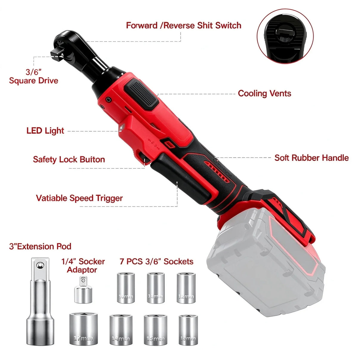 L1NXIXI Cordless Ratchet Wrench Compatible With Milwaukee Batteries