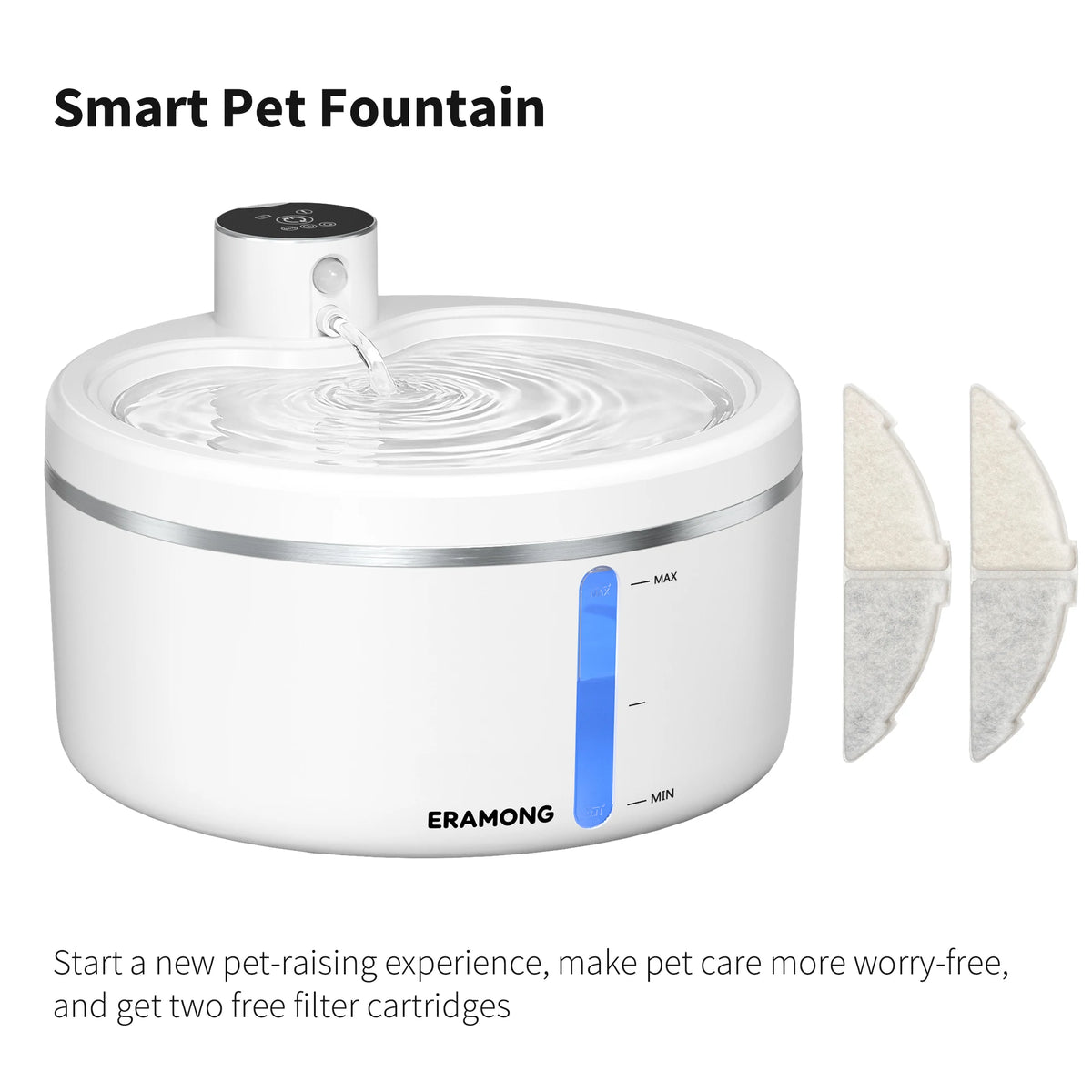 ERAMONG Wireless Cat Water Fountain With Quiet Auto Sensor