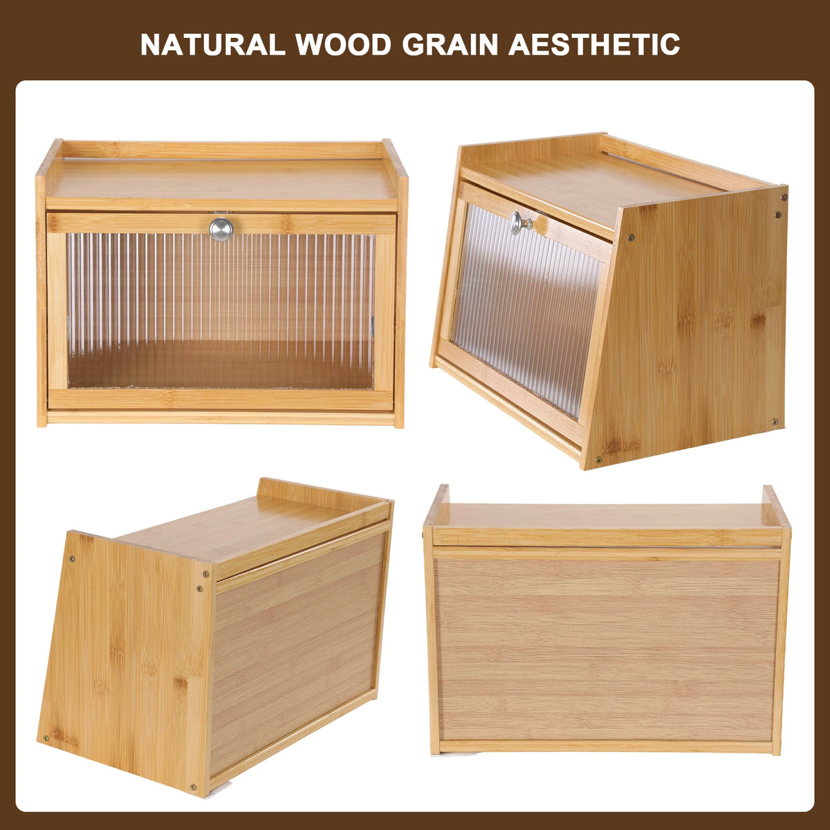 ATUOTIN Bamboo Bread Box With Clear Window And Easy Access